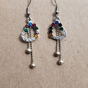 Multicolor Heart Dangle Earrings